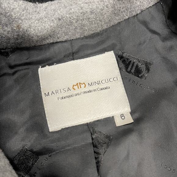 Marisa Minicucci Coat Gray Wool Blend Magnetic Close Swing Jacket Size 6 Hooded - Picture 6 of 15